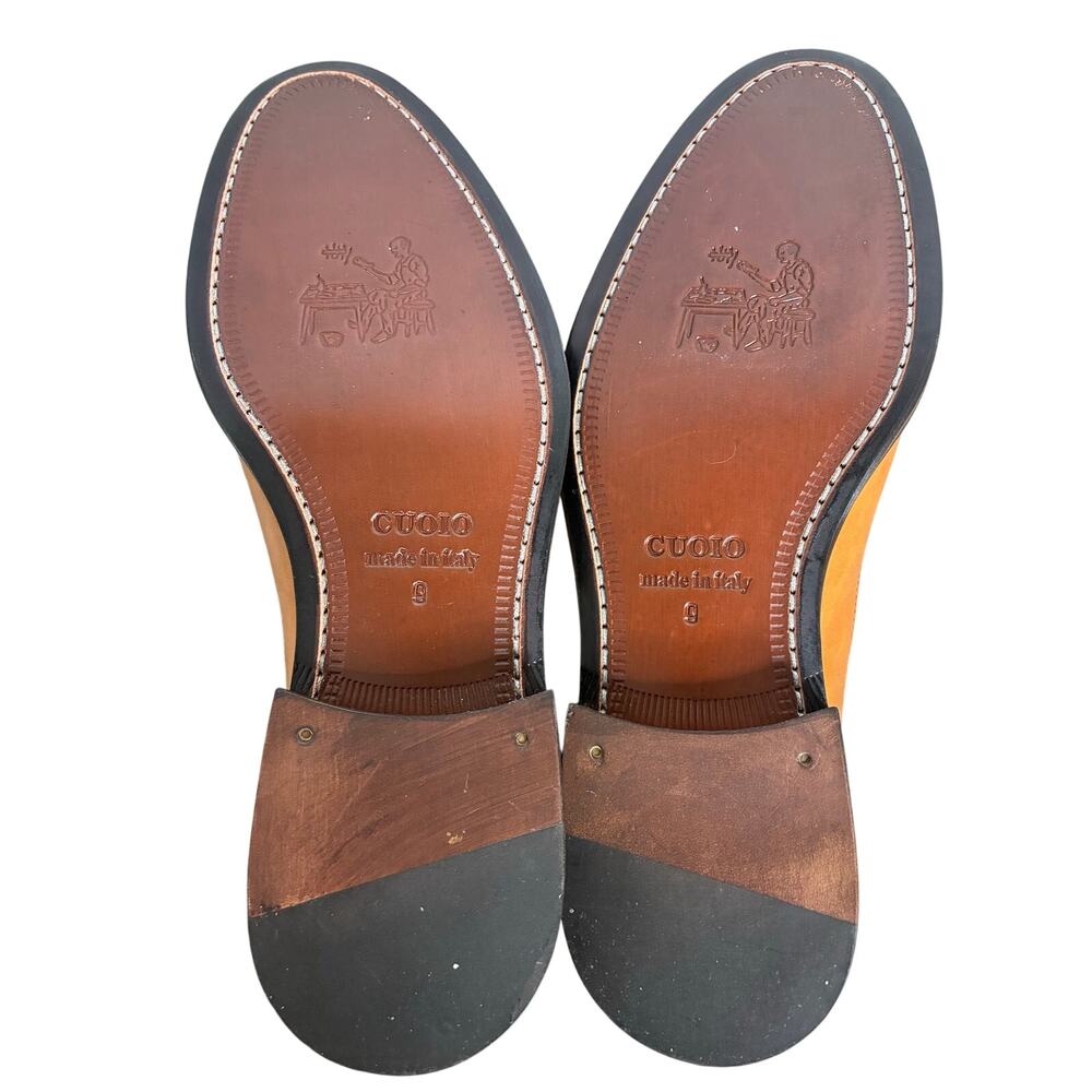 Paul Frederick Men's Size 9M Two Tone Leather Canvas Italian Tasseled Loafer - Picture 10 of 14